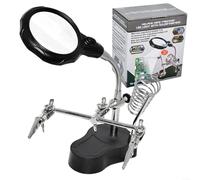 LED Magnifying Lamp with Flexible Gooseneck, 3.5X Glass Lens & Crocodile Clips for Soldering Station, Circuit Board Repair and Electronics Work