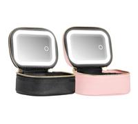 LED Makeup Bag - Portable Makeup Bag | 3 LED Mirrors Adjustable Brightness | Travel Organizer for Women - Train, Pool Parties, Refreshments, Makeup Storage, Black, Se référer au descriptif, Refer to