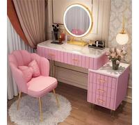 LED Makeup Dressing Table with Flip-Top & Rolling Stool 5 Drawer ty Set for Girls Integrated Lights Modern Design Perfect for Bedroom or Makeup Room