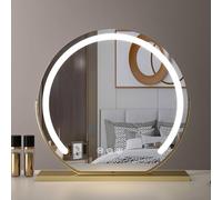 LED Makeup Mirror 360° Adjustable Touch Control HD Vanity Mirror 42cm x 38cm Gold Elegant Lighted Mirror for Dressing Table Portable & Stylish Beauty Essential