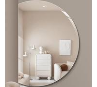 LED Makeup Mirror Frameless Half-Circle Wall Mirror with Touch Switch Adjustable 3 Colors Anti-Fog & Explosion-Proof Right Side - 110cm/43in