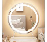LED Makeup Mirror Round Vanity Mirror with Touch Control Metal Frame Gold Finish Perfect for Bathroom & Bedroom Illuminated Tabletop Mirror for Beauty & Grooming