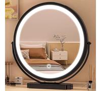 LED Makeup Mirror with 3 Dimmer Lights Touch Control 360° Rotation Round Vanity Table Mirror Portable Cosmetic Mirror for Beauty Grooming and Skincare