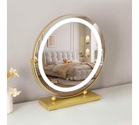 LED Makeup Mirror with Lights, Dimmable Smart Touch, Light Up Mirror with Charging Port, 360° Rotation for Makeup, Skincare and Grooming