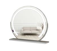 LED Makeup Mirror with Smart Control 360° Rotating Tabletop Vanity Mirror for Dressing Table Bathroom & Bedroom - Silver 62cm x 58cm