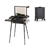 LED Makeup nizer with Mirror Portable Cosmetic Bag Professional Makeup Case Multi Layer Cosmetic Storage Travel Makeup Kit Compact Beauty nizer (Size: A)