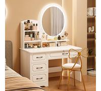 LED Makeup Table with Adjustable Brightness, Mirror & Ders, Clete with Chair, Dressing Table Set for Beau Routine, Modern Design, No Stool Included