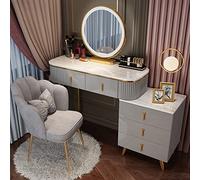 LED Makeup Vanity Set with Adjustable Mirror 3 Color Options Drawer Storage & Padded StoolIdeal for Bedroom & Home Decor