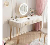 LED Makeup Vanity Table with Adjustable Brightness 3 Color Lighting Lighted Mirror Modern Design for Bedroom & Living Room Size D75X80X40CM