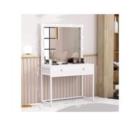 LED Makeup Vanity Table with Mirror 100 cm Dressing Table for Bedroom Stylish Girls & Women's Makeup Desk White Furniture with Lighted Mirror.