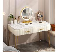 LED Makeup Vanity Table with Mirror for Bedroom Spacious Drawer 3 Lighting Modes Elegant Beige Design 80cm/31.5in Stylish Dressing Table for Women