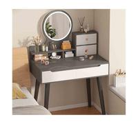 LED Makeup Vanity Table with Mirror Waterproof & Easy to Clean Sturdy Design Stylish Gray Dressing Table for Bedroom Ideal for Makeup & Beauty Essentials