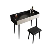 LED Makeup Vanity Table with Touchscreen Sleek Slate Design Drawer Storage Modern Bedroom Dressing Table Stylish Makeup Station for Home Use