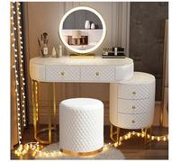 LED Makeup with Adjustable 3 Color Lighting Modern Dressing Table with ol & 5 Ders le Side Fur Bedroom tials Easy to Assemble