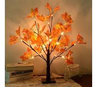LED Maple Leaf Tree Light Fall Decor, 45cm 24LEDs Desk Maple Leaf Tree Light Warm White, Autumn Decoration Leaves Fairy Lights, for Party Halloween Thanksgiving Day Christmas, Autumn Fall Harvest