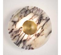 LED Marble Wall Sconce, Round Stone Wall Mount Light Hardwired Mid Century Decor for Bedroom Living Room Hallway