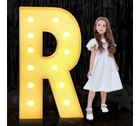 LED Marquee Letter Lights 3ft/4ft Large Marquee Light up Letters Pre-Cut Thick Foam Board Mosaic Numbers Kit with Light Bulbs for Wedding Party Home Bar Decor ( Color : Letter R , Size : 120cm/4FT )