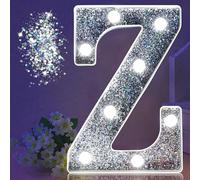 LED Marquee Letter Lights, Light Up Silver Glitter Letters Sign Battery Powered Night Light for Birthday Party Wedding Home Decoration Baby Shower-Z