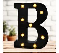 Led Marquee Letters, 8.58 Inch Black Light Up Letters, Small Led Letter Lights, Battery Powered Lighted Letterfor Table, Party, Birthday, Christmas Decor (Black, Letter B)