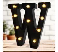 Led Marquee Letters, 8.58 Inch Black Light Up Letters, Small Led Letter Lights, Battery Powered Lighted Letterfor Table, Party, Birthday, Christmas Decor (Black, Letter W)