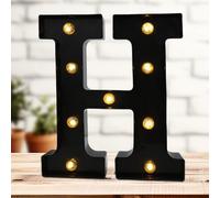 Led Marquee Letters, 8.58 Inch Black Light Up Letters, Small Led Letter Lights, Battery Powered Lighted Letterfor Table, Party, Birthday, Christmas Decor (Black, Letter H)