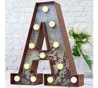 LED Marquee Light Up Letters Industrial Vintage Style Lighted Letters Rust Metal Effect Marquee Letter with Lights Illumination Letter Signs for Christmas Wedding Birthday Party Home Cafe Bar Decor-A