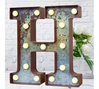 LED Marquee Light Up Letters Industrial Vintage Style Lighted Letters Rust Metal Effect Marquee Letter with Lights Illumination Letter Signs for Christmas Wedding Birthday Party Home Cafe Bar Decor-H