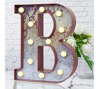 LED Marquee Light Up Letters Industrial Vintage Style Lighted Letters Rust Metal Effect Marquee Letter with Lights Illumination Letter Signs for Christmas Wedding Birthday Party Home Cafe Bar Decor-B