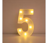 LED Marquee Light Up Number Night Lights 0-9 Warm White Number Sign for Birthday Christmas Anniversary Celebration Proposal Party Wedding Home Bar Imdoor Décor(5)