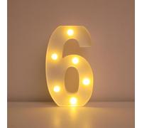 LED Marquee Light Up Number Night Lights 0-9 Warm White Number Sign for Birthday Christmas Anniversary Celebration Proposal Party Wedding Home Bar Imdoor Décor(6)