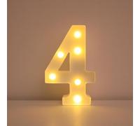 LED Marquee Light Up Number Night Lights 0-9 Warm White Number Sign for Birthday Christmas Anniversary Celebration Proposal Party Wedding Home Bar Imdoor Décor(4)