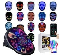 Led Mask Flashlight Gloves Set - Scary Halloween Costumes For Men Women 2025, APP Gesture Purge Mask Light Up Funny Costume Adult Party, DIY Recharge Cool Stuff Christmas Birthday Gifts For Teen Girls
