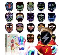 Led Mask Gloves Cool Stuff Toys For Kids Men Adult 2026, Gesture Sensing Rechargeable Light Up Costumes Face Glow In Dark, Full Face Cosplay Party Birthday Christmas Gifts For Boys Girls Age 8+