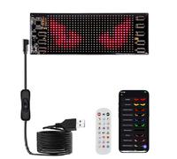 LED Matrix Display Flexible Panel, Devil Eyes Light for Cars Windshield, Programmable LED Scrolling Advertising Sign with Remote+APP+Voice Control, DIY Pattern Animation (B1: 370 * 92mm)