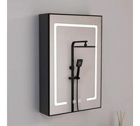 LED Medicine Cabinet with Mirror Anti-Fog Function Wall Storage Unit Elegant Black Finish 40cm/15.7in Perfect for Modern Bathrooms