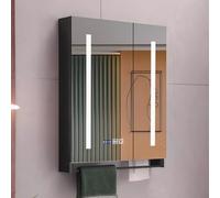LED Medicine Cabinet with Smart Anti-Fog Mirror Solid Wood Elegant Bathroom Storage Unit with Time Display and LED Lighting - Modern Bathroom nizer