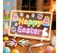 LED Memo Board with 7 Colors, 15x10 Inch Drawing Tablet with 4 Modes, 7 Fluorescent Pens, Stand, Hanging Chain, Creative Drawing Toy for Kids, Christmas Gifts