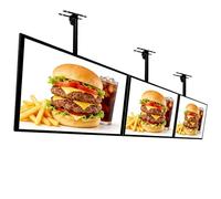 LED Menu Light Box with Telescopic Rod, Ultra-thin Snap Frame for Restaurant Shop Hanging Display Advertising Billboard