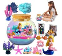 Led Mermaid Terrarium for Children, Creative Aquarium Craft Kit with Remote Control Night Light, Nautical Activity Jar, Educational Craft Set for Girls Aged 4 to 12 Years