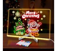 LED Message Board 7 Colors Pen,Acrylic Dry Erase Board with Light,Glowing Acrylic LED Note Boards,Light up Dry Erase Boards with Stand as a Glow Memo Board Note Acrylics Drawing Board (30 * 20 cm)