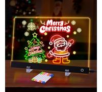 LED Message Board 7 Colors Pen,Acrylic Dry Erase Board with Light,Glowing Acrylic LED Note Boards,Light up Dry Erase Boards with Stand as a Glow Memo Board Note Acrylics Drawing Board (30 * 20 cm)