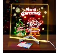 LED Message Board 7 Colors Pen,Acrylic Dry Erase Board with Light,Glowing Acrylic LED Note Boards,Light up Dry Erase Boards with Stand as a Glow Memo Board Note Acrylics Drawing Board (15 * 15 cm)