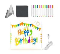 LED Message Board: Clear Erasable Whiteboard with 12 Coloured Pens and Foldable Stand, for Girls and Boys Birthday
