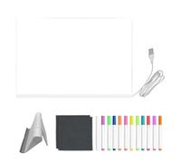 LED Message Board - Transparent Acrylic Writing Board | with 12 Colours Pens and Folding Stand for Bright Dry Board, for Adults Young Birthday Painting Drawing