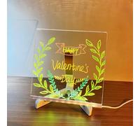 LED Message Board with 7-Colors Pen/Stand, Acrylic Led Note Board, Clear Light up Dry Erase Board, Doodle Desktop Note Memo Illuminated Wordpad for Children's School Home Office (Medium, 20 * 20cm)