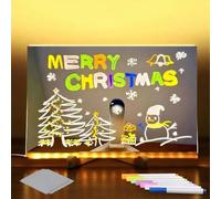 LED Message Board with 7 Colors Pen/Stand,Light up Message Board Memo Board Acrylic Dry Erase Board Art Creative Desktop Illuminated Wordpad for Home School Office (8 Pcs)