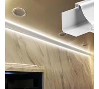 LED Metal Channel System for Double Light Bars - Ceiling & Wall Moulding Trim with LED Diffuser for Indirect Lighting - 906in (23m) Crown & Base Moulding Solution