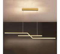 LED Metal Linear Pendant Light, Dimmable Minimalistic Modern Long Strip Chandelier, For Dining Room Living Kitchen Foyer Bedroom Hallway Adjustable Hanging Light Fixture(