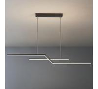 LED Metal Linear Pendant Light, Dimmable Minimalistic Modern Long Strip Chandelier, for Dining Room Living Kitchen Foyer Bedroom Hallway Adjustable Hanging Light Fixture(Bla