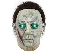 LED Michael Myers Masks Adult Full Head Horror Green Light Up Micheal Myers Face Mask With Hair Scary Halloween Kills Horror Cosplay Costume Latex Props (Style 08)